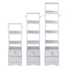 White Tall Cabinet Bedside Table Storage Narrow Chest of 2Drawer&Shelves Storage