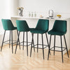 2Pcs Green Bar Stools Velvet Breakfast Pub Chair Kitchen Shape V Design
