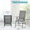 Patio Chairs Set of 2 Folding Outdoor Chairs Sling Dinning Adjustable Chair Grey