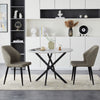 White Round Dining Table Marble Effect Top Kitchen Table with Metal Legs