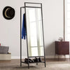 Clothes Rails Garment Coat Rack Full Length Mirror Hanging Rod Bottom Shelf Iron