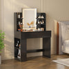 Gunji LED Dressing Table Modern Make up Desk with 6 Shelves Black Vanity Desk
