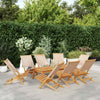 Folding Garden Chairs 8 pcs Beige Fabric and Solid Wood H9N8