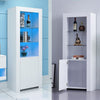 High Gloss White Cabinet Cupboard Tall Display Storage Unit Glass Doors Shelving