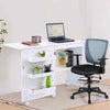 Folding Sewing Table 2 IN 1 Rolling Craft Table Desk Workstation-White