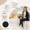 Floor Sofa Bed Curved Upholstered Lazy Couch Low Back Reading Gaming Beige Seat