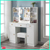 Dressing Table Set Vanity Makeup Desk with 3-Color LED Lighted Mirror Drawers