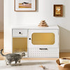 White Cat Litter Box Enclosure, Hidden Litter Box Furniture,4 Drawers,W/LED