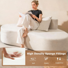 Floor Sofa Bed Curved Upholstered Lazy Couch Low Back Reading Gaming Beige Seat