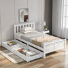 Merax 2 Drawers 3ft Single Wooden Solid White Pine Kids Storage Bed Frame 190x90