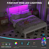 4ft6 Heavy Duty Metal Bed Frames with LED Light Headboard & Charging Socket Vjdm