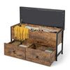 Storage Ottoman Bench Industrial Shoe Storage Bench w/ Padded Cushion on Wheels
