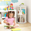 Round Spinning Corner Bookcase Kids Rotating Bookshelf White
