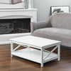 2 Tier Wooden Coffee End Side Table Modern White with Storage Shelf Living Room