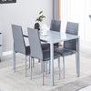 4pcs High Back Grey Faux Leather Dining Chairs Padded Seat Dining Room Kitchen