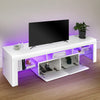 160cm White High Gloss TV Stand Cabinet Unit with RGB LED 2 Storage Doors