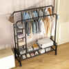 Heavy Duty Double Clothes Rail Rack Garment Hanging Stand Open Wardrobe Shelf