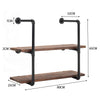 2PCS Industrial Pipe Bookcases Wall Mounted Floating Shelf Hanging Display Rack