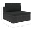 6x Garden Lounge Set with Cushions Poly Rattan Black Outdoor Sofa Sets vidaXL