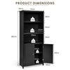 Modern Freestanding Bookcase Wooden Storage Cabinet w/ Open Shelves and 2 Doors