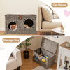 Foldable Cat Bed Large Rattan Kitten Condo House w/ Soft Cushion