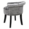 Crushed Velvet Vanity Stool Dressing Table Chair Bedroom Seat + Solid Wood Legs