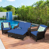 5 PCS Patio Furniture Set Outdoor Rattan Conversation Sofa Set Removable Cushion