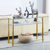 Clear Tempered Glass Console Table Entryway Hallway Living Room w/ Storage Shelf
