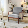 Wooden Frame Accent Armchair Corduroy Fabric Rattan Arm Padded Seat Single Sofa