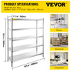 Stainless Steel Shelving Adjustable Storage Shelf 5-Tier Storage Rack