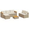 Garden Sofa Set 5 Piece with Cushions Couch Beige Poly Rattan Acacia