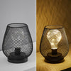 Set of 2 Metal Line Cage Table Lamps Battery Powered Cordless LED Blub Lights UK
