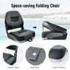 Set of 2 Folding Low-Back Boat Chair Ergonomic Fishing Yacht Seat with Strap