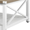 Square Farmhouse Coffee Table with Storage, Grey Wash Wood for Living Room