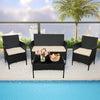 4PCS Rattan Sofa Set Garden Furniture Patio Weaving Wicker Armchair+Table Black