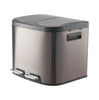 2 Compartment Stainless Steel Large Recycling Recycle Pedal Bin Waste 20L/30L
