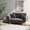 Fabric Sofa Bed Small Loveseat Tufted Button Detail Couch with Wooden Leg Grey