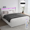 Double Size Bed Upholstered Bed Frame w/ LED & 4 Drawer Storage,USB Charging UK
