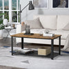 Coffee Table Tea Table with Metal Frame,Wood Coffe Table with Open Storage Shelf