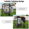Movable Dining Cart Table Double-Shelf Trolley Outdoor Prep Cart Grilling Table