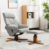 Swivel Recliner Chair Grey Linen Fabric Armchair Office Lounge Sofa w/Footstool