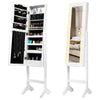18 LEDs Jewelry Cabinet Floor Standing Jewelry Storage Organizer White