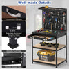 81 x 41 CM Workbench Metal Tool Work Station w/2 PCS Pegboard-Black