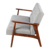 Modern Grey 2 Seater Sofa Armchair Small Loveseat Couch Settee Walnut Wood Frame