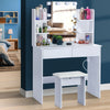 Dressing Table Set with LED Lights Vanity Makeup Desk Table with 2 Drawers UK