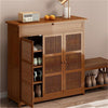 Farmhouse Shoe Storage Cabinet with Drawer & Doors 4-Tier Shoe Rack for Entryway