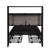 Single Bed Frame with LED Lights, 4 Drawers, Charging Station Metal Platform Bed