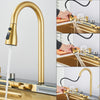 Gold LED Stainless Steel Kitchen Sink Set Single Large Bowl Inset Waterfall Tap