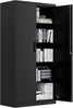 Metal Office Storage Cabinet Lockable Filing Cupboard 4 Shelves Black 180cm