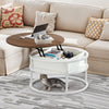Round Lift Top Coffee Table with Hidden Storage for Living Room, Office